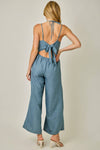 Washed Gauze Halter Tie Jumpsuit