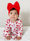 Red Bows / Organic Pointelle 2-Way Zip Footie