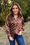 Mocha Dot Button Up