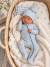 Dusty Blue Stripe / Ribbed 2-Way Zip Footie