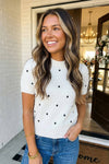 LAS Elegant Polka Dot Bubble Short Sleeve Sweater (S-XL)