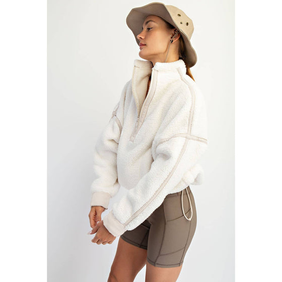 SHERPA MOCK NECK QUARTER ZIP JACKET
