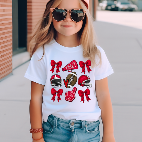 Football And Bows Kids Game Day T Shirt