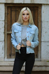 WASHED DENIM TENCEL BUTTON- FRONT JACKET