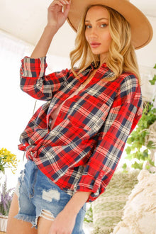  Loose Fit Button-down Plaid Shirts