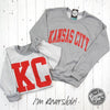 CUSTOM City/State Reversible Sport Grey Crewneck Sweatshirt