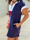 4th of July Americana Stripes Zip up Collared T Shirt Dress