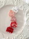 Acetate Rectangle Shape Hair Clips (DELANEY-RED)