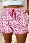 Leopard Elastic Waist Lace-up Casual Short