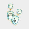 Square Rectangle Glass Stone Link Dangle Evening Earrings
