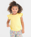 Girls Banana Yellow Rib Knit Flutter Sleeve Top