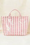 Striped Tote Bag with Glossy Finish