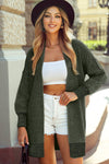 Plaid Knitted Long Open Front Cardigan - 8 Colors
