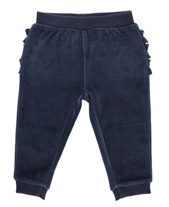 RuffleButts Girls Dark Navy Velour Jogger Set