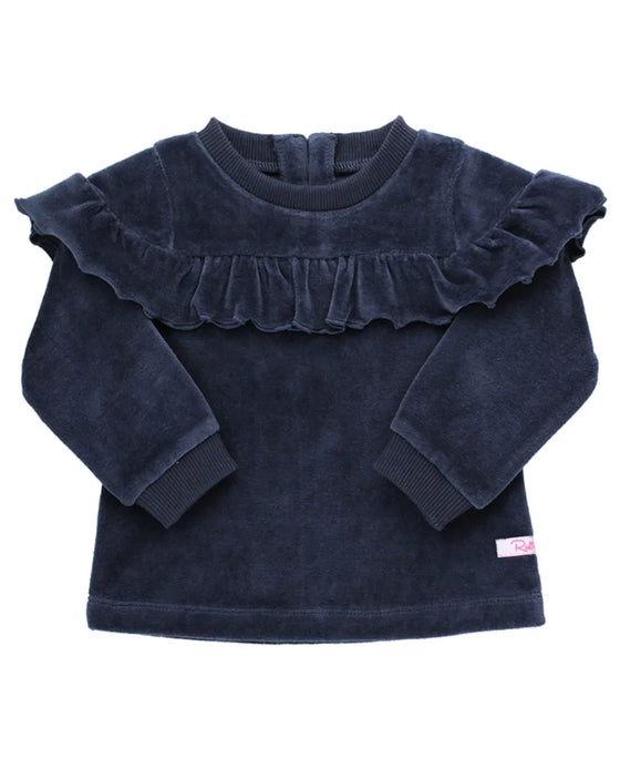 RuffleButts Girls Dark Navy Velour Jogger Set