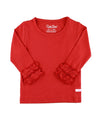 RuffleButts Red Ruffled Long Sleeve Layering Tee