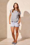 Cap Sleeve Top w/Back Buttons