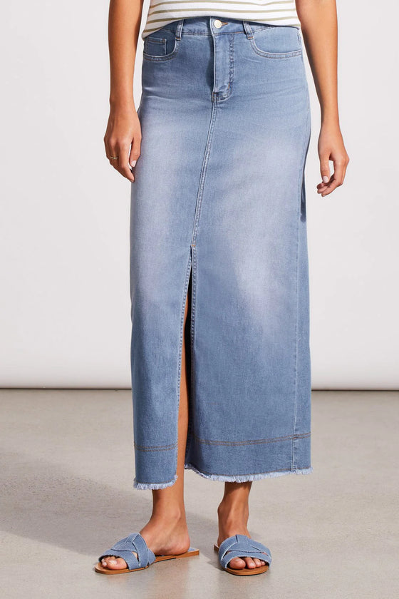 Full Length Denim Skirt w/Pockets & Front Slit