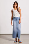 Full Length Denim Skirt w/Pockets & Front Slit