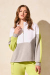 Long Sleeve Color Block Mock Neck Scuba Knit 1/4 Zip Top