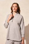 3/4 Sleeve Scuba Knit Top w/Zipper