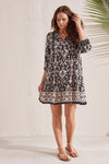 Tribal 3/4 Sleeve Dress w/Bottom Frill