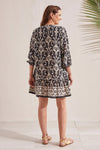 Tribal 3/4 Sleeve Dress w/Bottom Frill