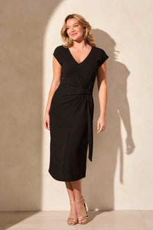  Black Short Sleeve Dress w/Front Side Tie