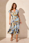 Short Sleeved V-Neck Tiered Dress