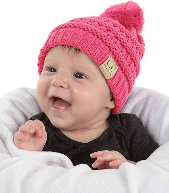 Baby Single Pom Beanie (Candy Pink)