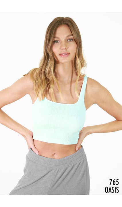 Ribbed Square Neck Crop Top