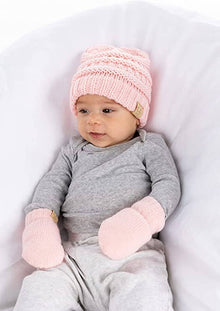  Infant Beanie and Mittens Set - Pale Pink