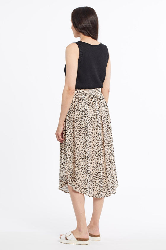 Pull On Birch Leopard Print Skirt with Attached Tie Belt