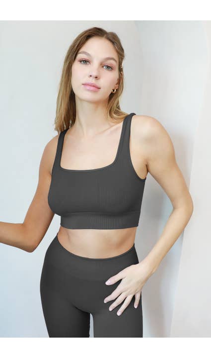 Ribbed Square Neck Crop Top