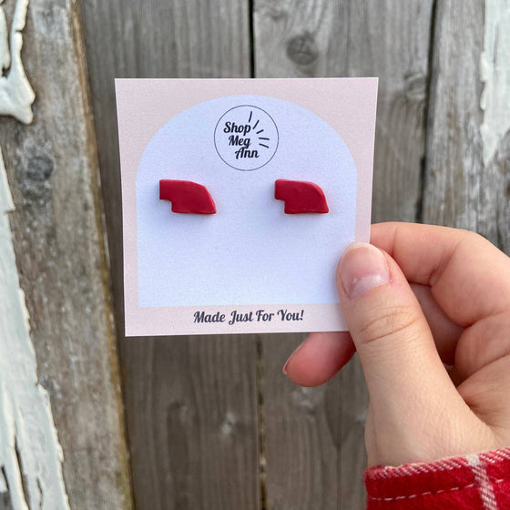 Clay Nebraska Earrings Red