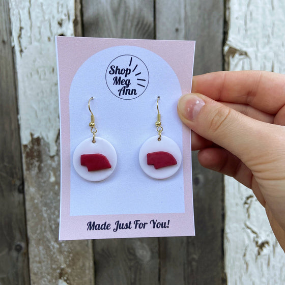 Clay Nebraska Coin Earrings