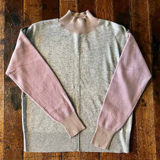 Colorblock Mock Neck Sweater