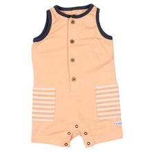  Melon Striped Pocket Romper