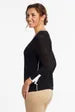 3/4 Sleeve Crew Neck Sweater with Contrast Tipping