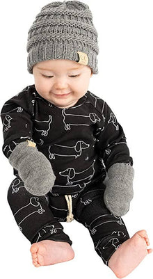 Infant Beanie and Mittens Set - Heather Grey