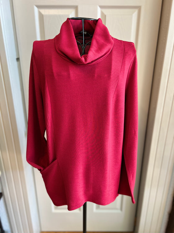 Baked Red L/S Draped Neck