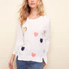 3/4 Sleeve Crewneck Heart Sweater