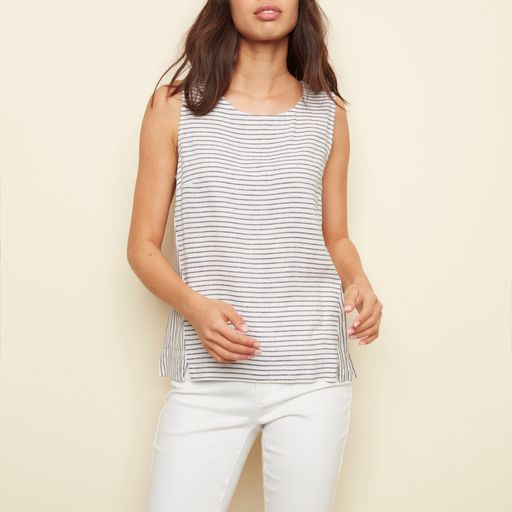 Striped Sleeveless Blouse with Side Slits