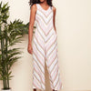 Striped Sleeveless Jumpsuit with Side Buttons