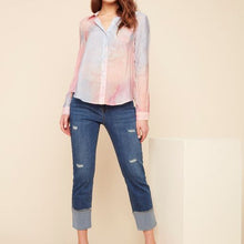  Long Sleeve Button-Up Tie-Dye Blouse