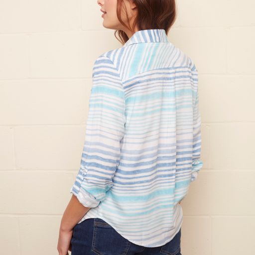 Long Sleeve Button-Up Striped Blouse
