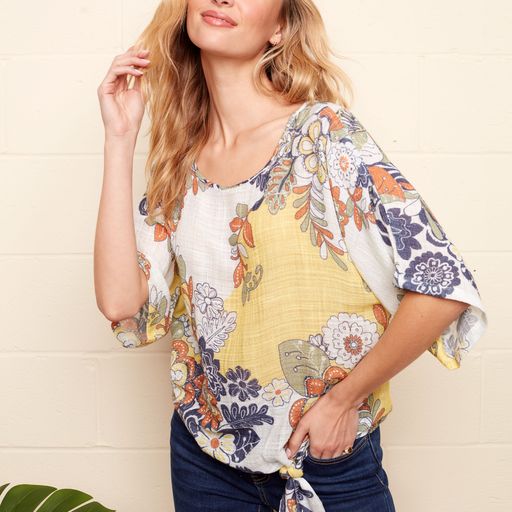 Dolman Sleeve Blouse with French Knot