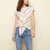 Cap Sleeve Tie Front Striped Blouse