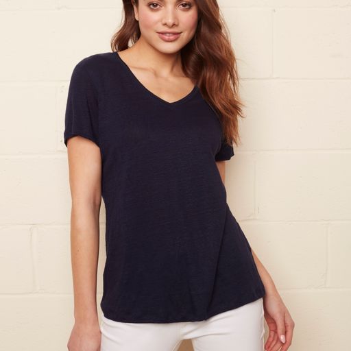 Simple Linen V-Neck T-Shirt