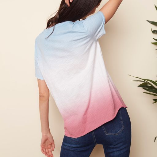 Two-Tone Ombre V-Neck T-Shirt